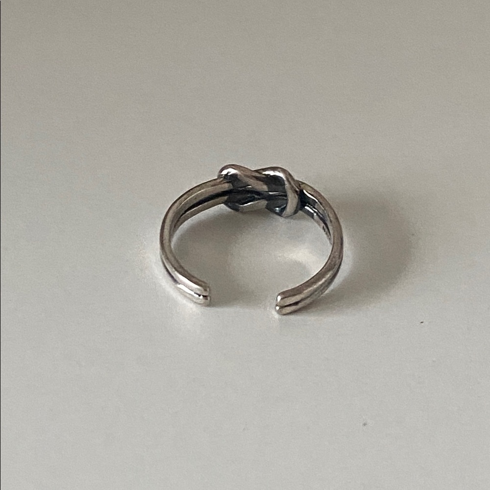 Silver love Knot Adjustable Ring 925 SS double rope oxidized commitment ring - Picture 3 of 7